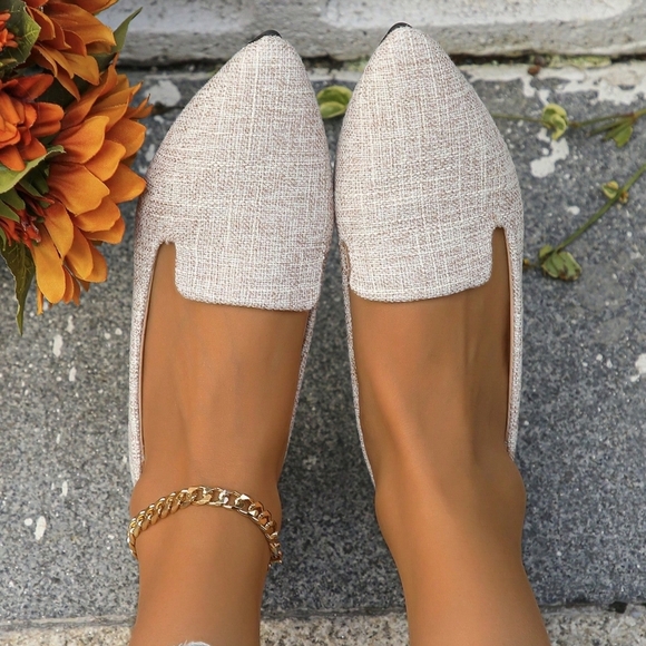 Shoes - Women's Pointed Toe Flat Shoes, Spring/Summer/Autumn, Fashionable Light Pink Fab